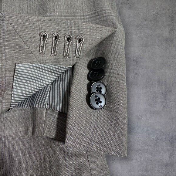 BANANA REPUBLIC Mens Blazer 38R Gray Sport Coat 2-Button Jacket Wool Windowpane - Picture 4 of 14